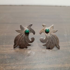 Vintage Clip On Earrings Hecho En Mexico Taxco Southwestern 925 Sterling Silver